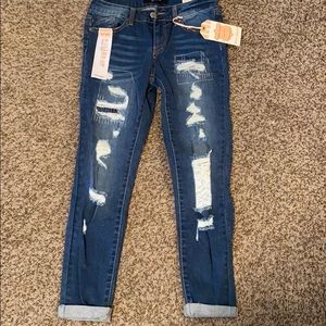 Skinny Crop distressed jeans!